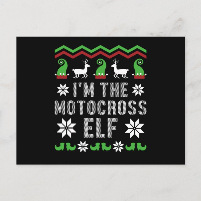 Motocross Elf Motorrad Ugi Christmas Biker Geschen Postkarte (Vorderseite)