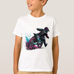 Motocross-Fahrer im Comic-Stil beim Matschspritzen T-Shirt
