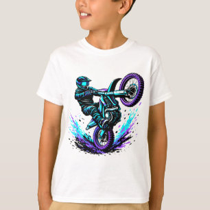 Motocross-Fahrer macht Wheelie in lebendiger Beweg T-Shirt