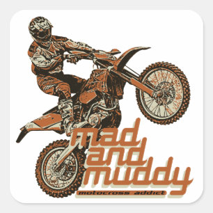 Motocross-Fahrer Quadratischer Aufkleber