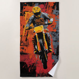 Motocross-Fahrer-Urban-Paint-Splash-Illustration Strandtuch
