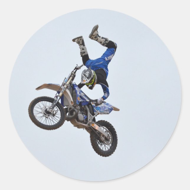 Motocross Flying High Runder Aufkleber (Vorderseite)