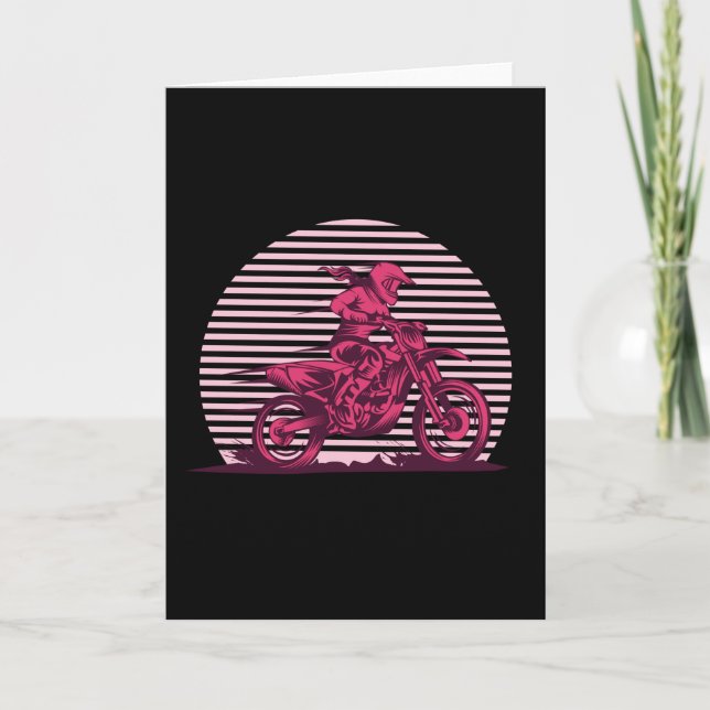 Motocross Girl Retro Vintag Karte (Vorderseite)
