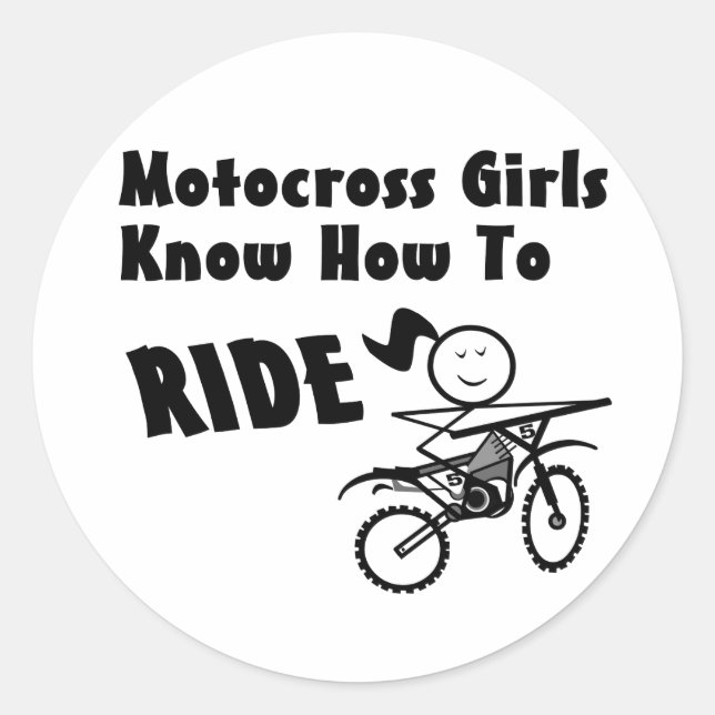 Motocross Girls Runder Aufkleber (Vorderseite)
