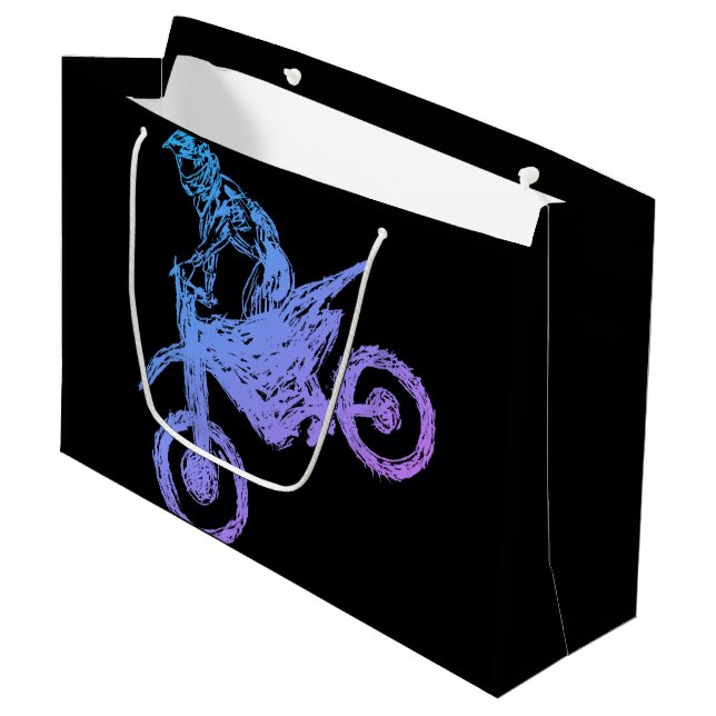 Motocross Große Geschenktüte (Vorderseite Schrägansicht)