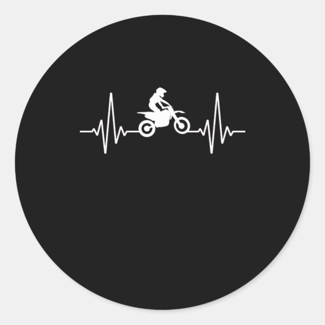 Motocross Heartbeat Motorcycle Dirt Bike Biker Gif Runder Aufkleber (Vorderseite)