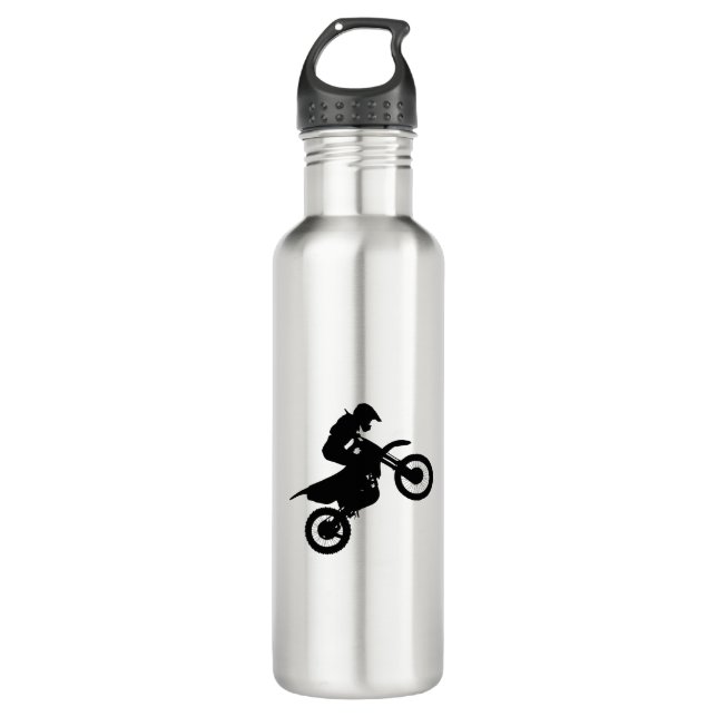 Motocross High Wheelie Edelstahlflasche (Vorderseite)