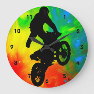 Motocross in Solar Meltdown Große Wanduhr