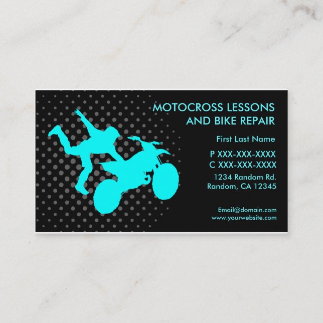 Motocross-Lektionen reparieren benutzerdefinierte  Visitenkarte (Vorderseite)