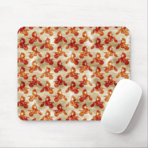 Motocross Liebe Motorradmuster Biker Orange Mousepad