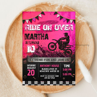 Motocross Mädchen Geburtstag - Hartes Grunge Dirt  Einladung