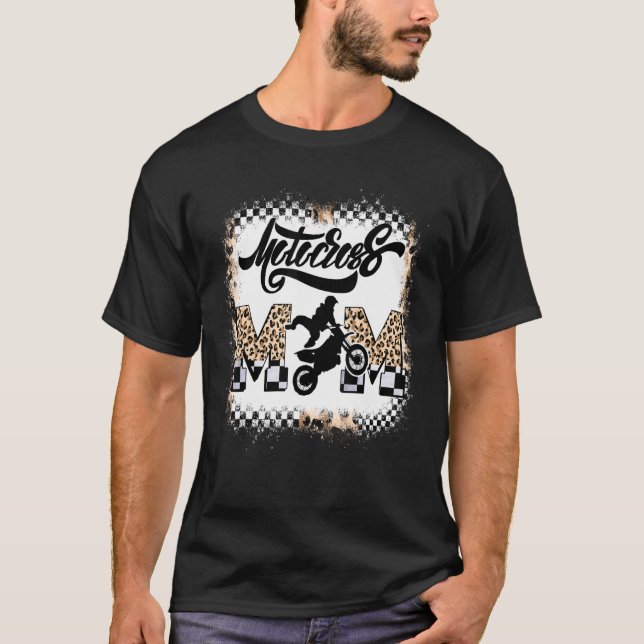 Motocross Mama Leopard Bleached Graphic Mama T-Shirt (Vorderseite)