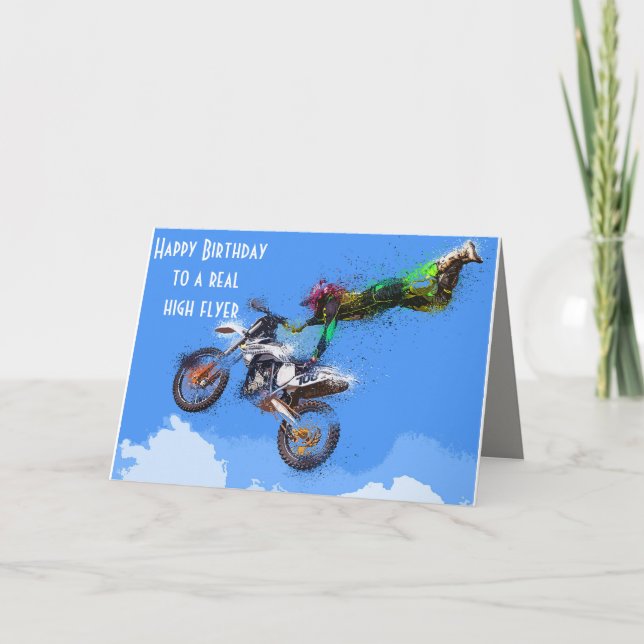 Motocross Motorrad Racing Geburtstag Karte (Vorderseite)