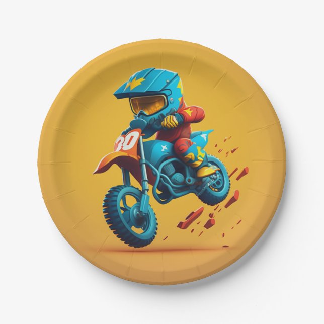 Motocross Party Napkins Papierplatte Pappteller (Vorderseite)