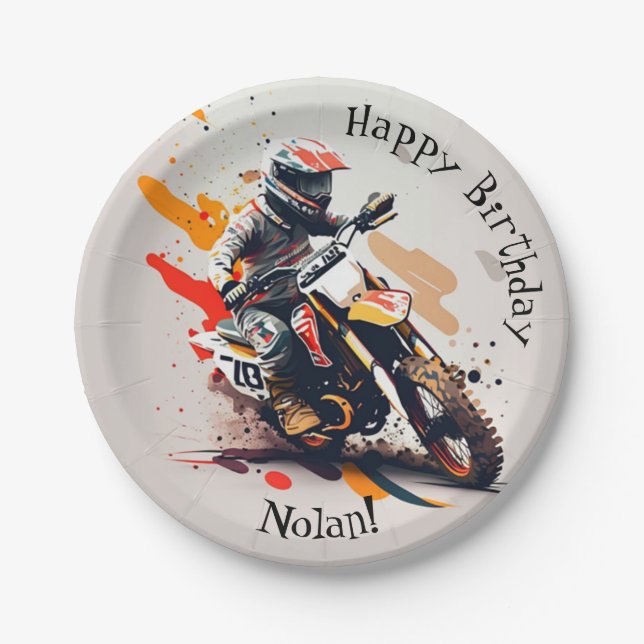 Motocross Party Napkins Pappteller (Vorderseite)