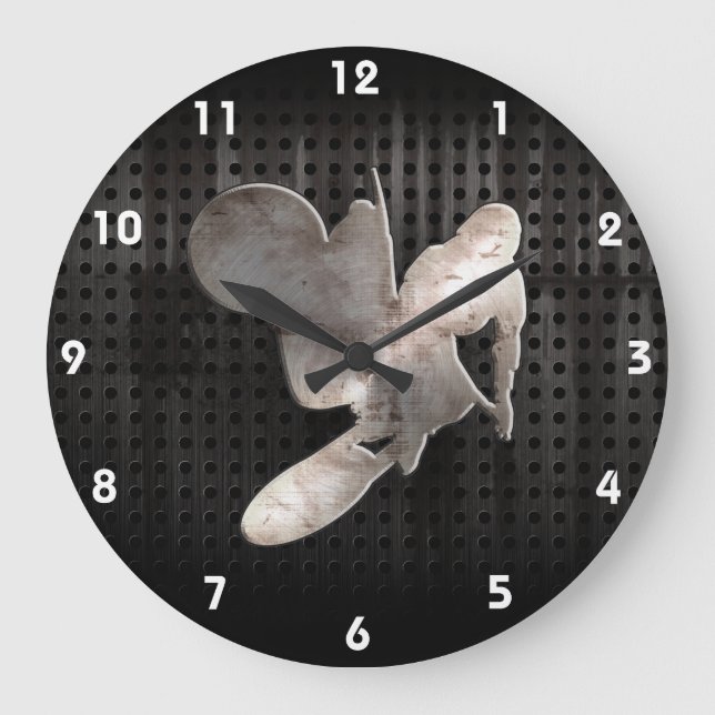 Motocross-Peitsche; Cooles Schwarzes Große Wanduhr (Vorderseite)