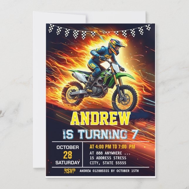 Motocross personnel Dirt Bike Invitation Anniversa (Devant)