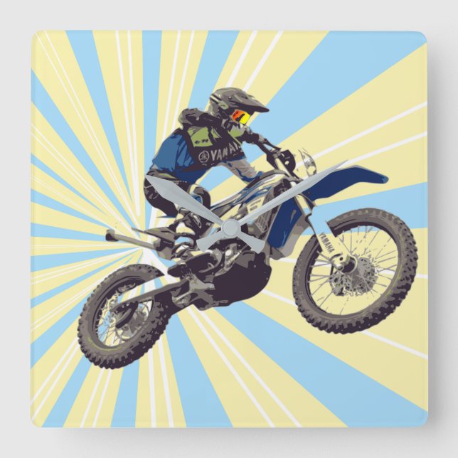 Motocross Quadratische Wanduhr (Vorderseite)