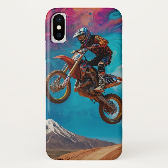 Motocross Racer auf der Bergbahn Case-Mate iPhone Hülle (Rückseite)