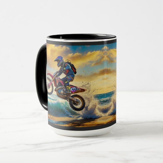 Motocross Racer bei Beach Race II Tasse (Vorderseite Links)