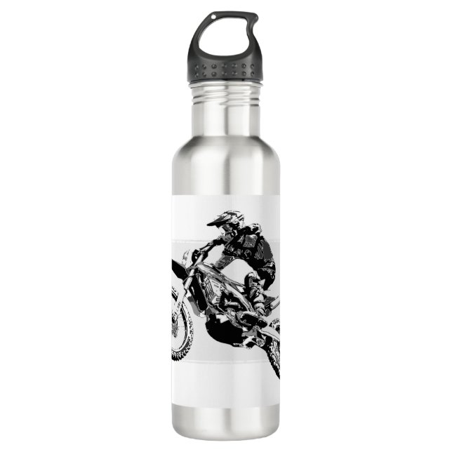 Motocross Racer Design Edelstahlflasche (Vorderseite)