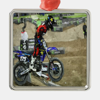 Motocross Racing Silbernes Ornament