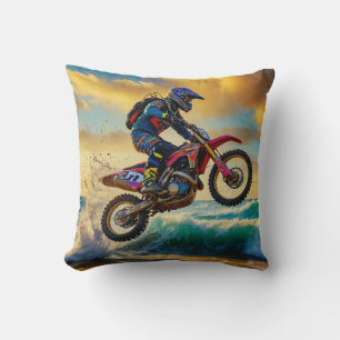 Motocross-Rennfahrer bei Beach Race II Kissen