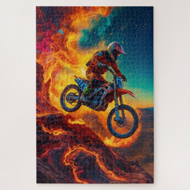 Motocross Rider entkommt dem Feuer (Vertikal)