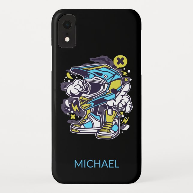 Motocross Rider Helmet Personalisierter Name | Spo Case-Mate iPhone Hülle (Rückseite)