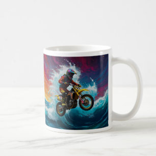 Motocross Rider Racing the Waves Kaffeetasse