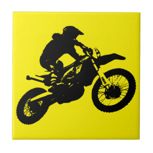 Motocross Rider Silhouette - Retro Thrill on Fliese