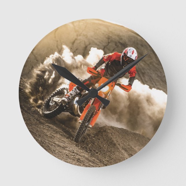 Motocross Runde Wanduhr (Vorderseite)