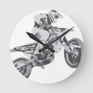 Motocross Runde Wanduhr