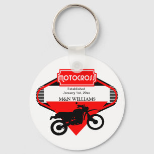Motocross-Schmutz-Fahrrad-Schwarz-Rot fertigen Schlüsselanhänger