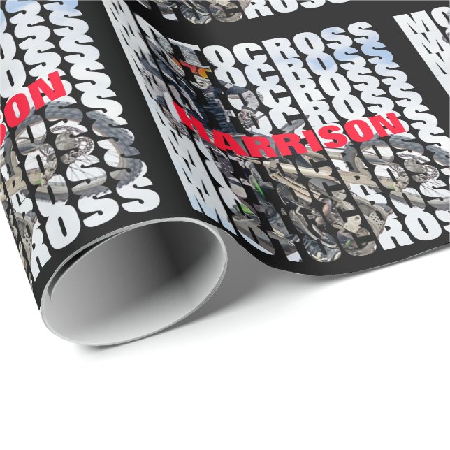 Motocross Sports Dirt Biker Personalisiert Geschenkpapier (Rolleneckpunkt)