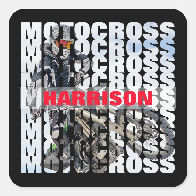 Motocross Sports Dirt Biker Personalisiert Quadratischer Aufkleber (Vorderseite)