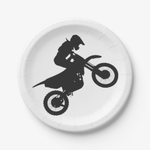 Motocross-Treiber - Wählen Sie die Hintergrundfar Pappteller