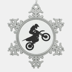 Motocross-Treiber - Wählen Sie die Hintergrundfarb Schneeflocken Zinn-Ornament