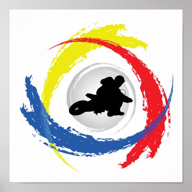 Motocross-Tricolor-Emblem Poster (Vorne)