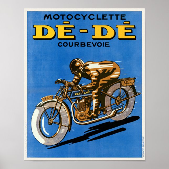 Motocyclette De-De France Poster vintage 1927 (Devant)