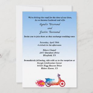 Motocyclette multicolore et Faire-part de mariage 