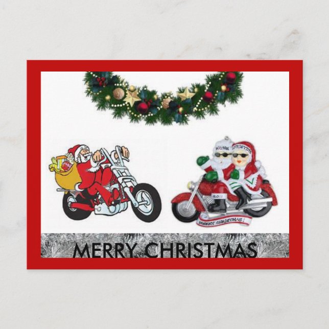 Motocyclettes Joyeuses cartes postales de Noël (Devant)