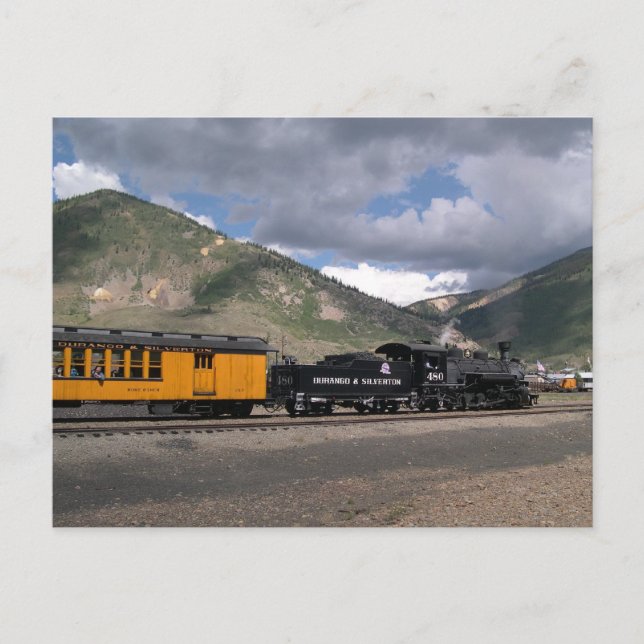 Motor 480 zieht Touristenzug nach Silverton, CO Postkarte (Vorderseite)