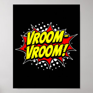 Motor aufheulend vroom-vroom! Comic- Onomatopoesie Poster