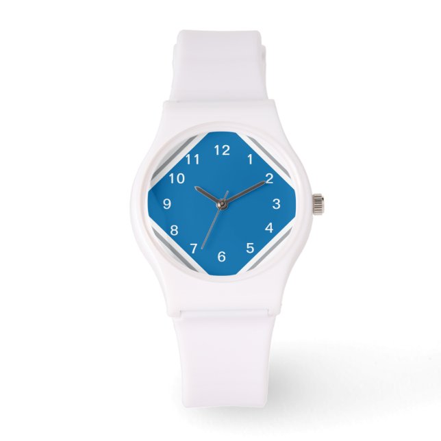 Motor Blue auf Weiß Armbanduhr (Vorderseite)