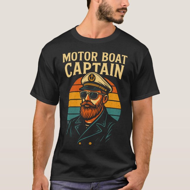 Motor Boat Captain - Funny Retro Motor Boat T-Shirt (Vorderseite)