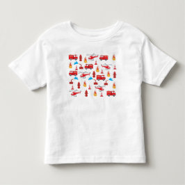 Motor Brigademuster für den roten LKW-Feuerzug Kleinkind T-shirt