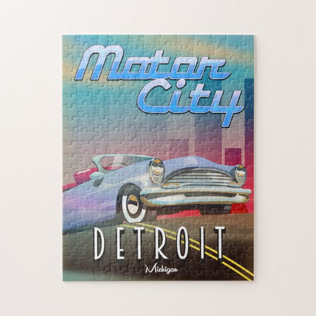 Motor City Detroit Michigan Reiseplakat. (Vertikal)