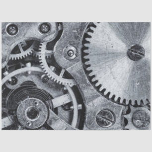 Motor Cogwheel Gears Grau Decoupage Seidenpapier