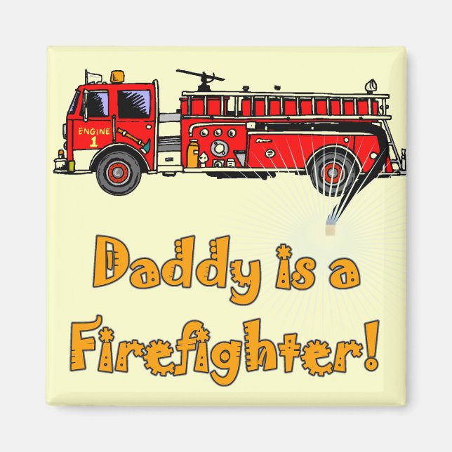 Motor Daddy Feuerwehrmann T - Shirt und Geschenke Magnet (Vorne)